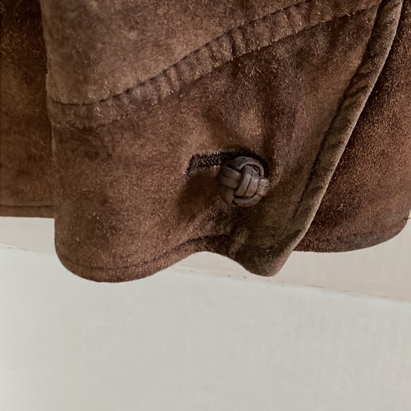 J.Jill 90’s chocolate brown genuine suede toggle coat size medium petite - Picture 7 of 14